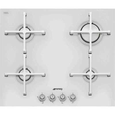 Smeg PV164CB 60cm Linea 4 Burner Gas Hob with Ceramic Straight Edge Glass in White Glass Smeg PV164CB 60cm Linea 4 Burner Gas Hob with Ceramic Straight Edge Glass in White Glass